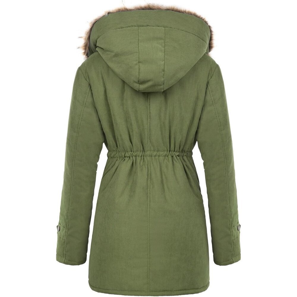 Women's Winter Coats Fleece Parkas Anoraks Hooded Military Jacket Coats - Picture 2 of 6